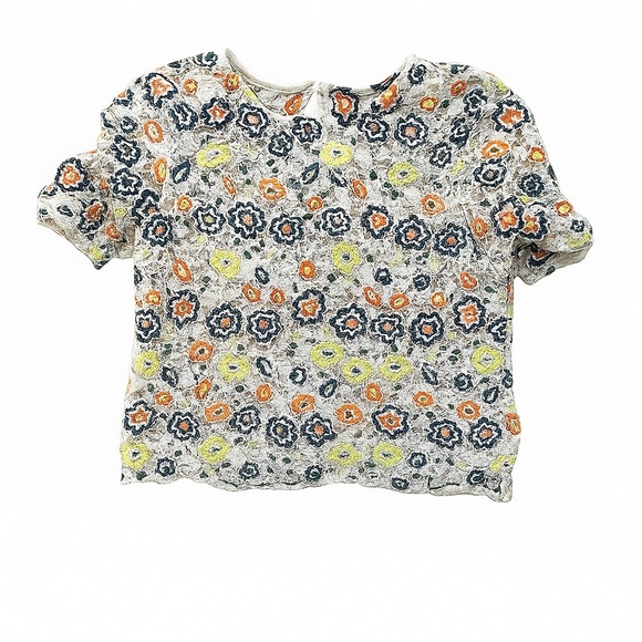 Zara Crocheted Multicolor Floral Crop Top Small - Picture 7 of 7